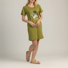 DÁMSKE ŠATY S KRÁTKYM RUKÁVOM, 100% BAVLNA - TROPICA